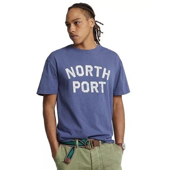 NWT POLO RALPH LAUREN Men's XL Classic Fit T-Shirt NORTH PORT Garment Dyed Navy - Picture 1 of 15